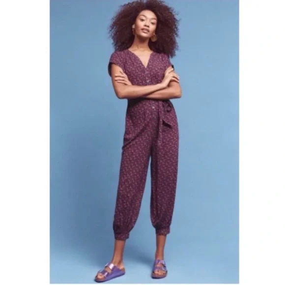 ANTHROPOLOGIE MAEVE KARSTEN GEOSCOPE BELTED JUMPSUIT SIZE SMALL geometric boho S - Picture 16 of 16